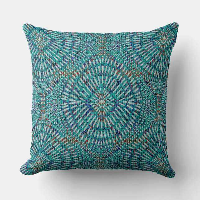 Bohemian blues pattern cushion (Front)