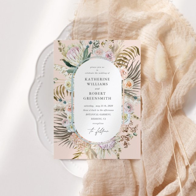 Bohemian Blush Elegant Floral Wedding Invitation (Creator Uploaded)