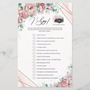 Bohemian blush floral eucalyptus gold frame I Spy