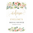 Bohemian Blush floral gold sparkles welcome sign