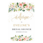 Bohemian Blush floral gold sparkles welcome sign