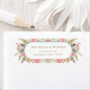 Bohemian Blush Floral Return Address Label
