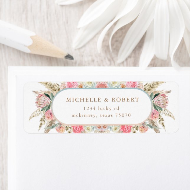 Bohemian Blush Floral Return Address Label (Insitu)