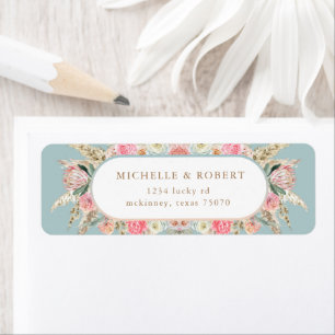 Bohemian Blush Floral Return Address Label