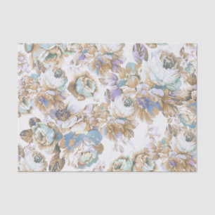 Bohemian blush lavender brown teal roses floral tissue paper
