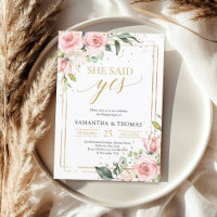 Bohemian blush pink floral gold she said yes