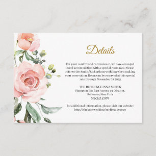 Bohemian blush pink peach floral gold details card