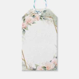 Bohemian blush roses eucalyptus gold Baby Shower Gift Tags