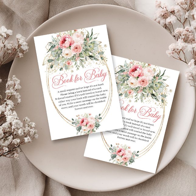Bohemian Blush Roses Minimal Book Request Enclosure Card (Bohemian Blush Roses Minimal Book Request)