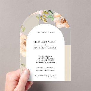 Bohemian Blush Roses Watercolor Floral Wedding Acrylic Invitations