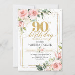 Bohemian boho blush pink floral gold 90th birthday invitation<br><div class="desc">Bohemian boho blush pink floral gold 90th birthday invitation,  Contact me for matching items or for customisation,  Blush Roses ©</div>