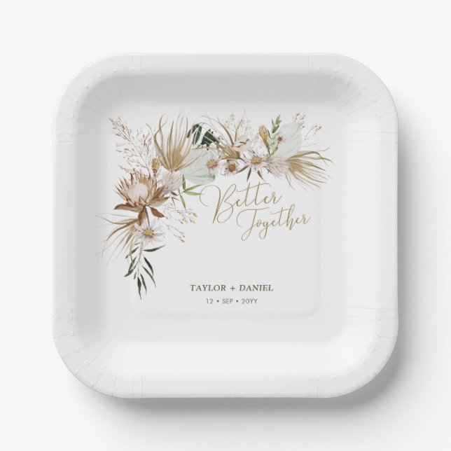 Bohemian Boho Botanical Wedding Decor Paper Plate (Front)
