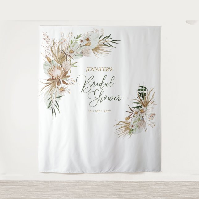 Bohemian Boho Bridal Wedding Shower Decor Tapestry (Front)