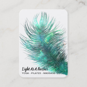 *~* Bohemian Boho Cosmic Emerald Feather Business Card