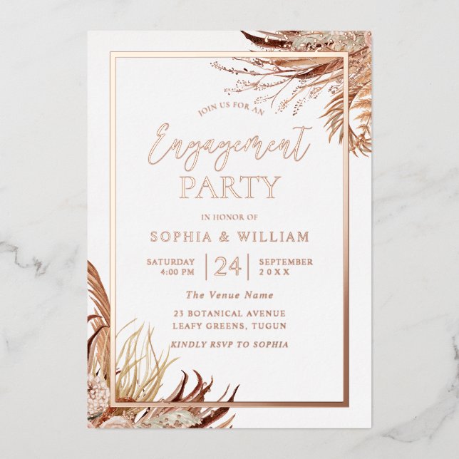 Bohemian Boho Engagement Party Rose Gold (Front)