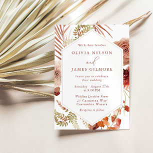 Bohemian Boho Floral Modern All Seasons Wedding Invitation
