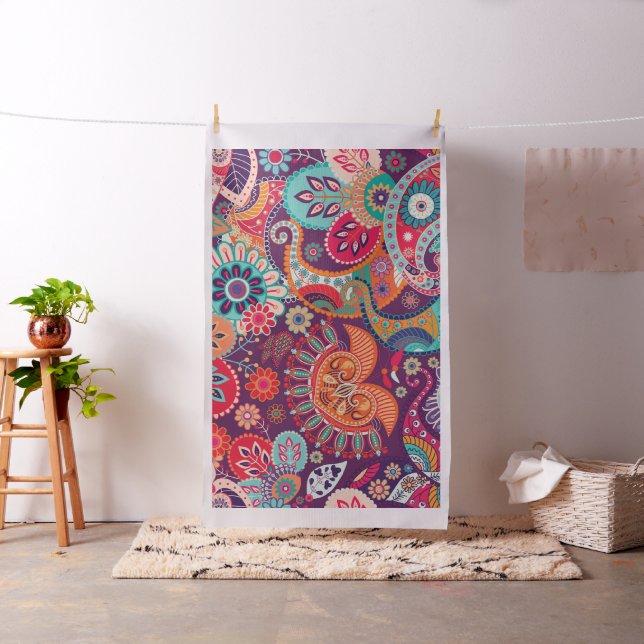 Bohemian Boho MOD Hippy Chic Flower Pattern Fabric (In Situ)