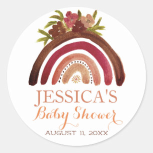 Bohemian Boho Rainbow Baby Shower Earthy Cute Classic Round Sticker