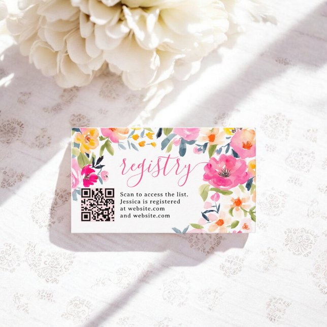Bohemian bold floral bridal shower registry enclosure card (Bohemian bold floral bridal shower registry enclosure card)
