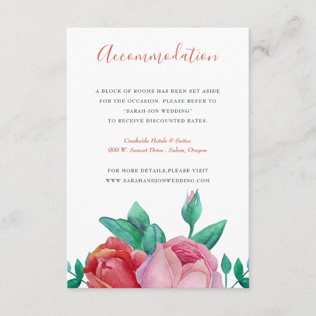 Bohemian Bold Floral Wedding Information card (Front)