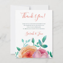 Bohemian Bold Floral Wedding Thank You Card