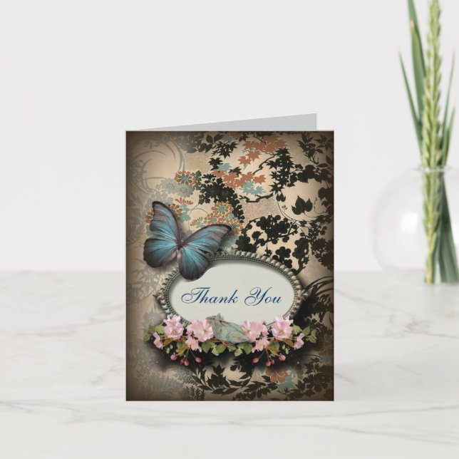 Bohemian Botanical butterfly Paris bridal shower Thank You Card (Front)