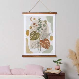 Bohemian botanical mural "Monsteria leaves" Hanging Tapestry