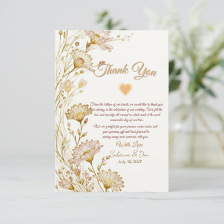 Bohemian, botanical style thank you card