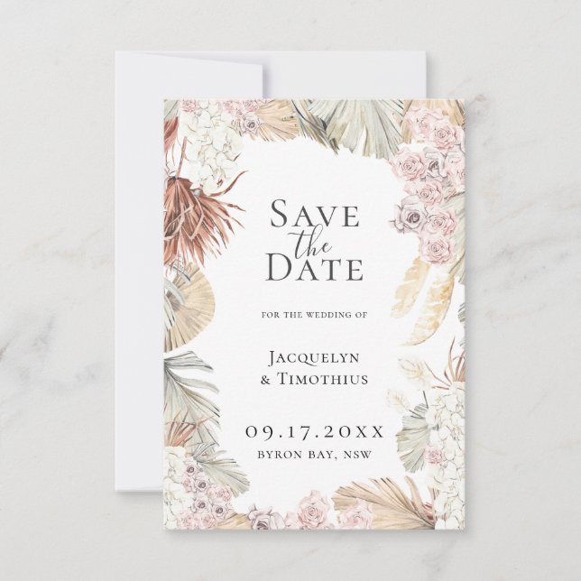 Bohemian Botanicals Save The Date Announcement (Front)