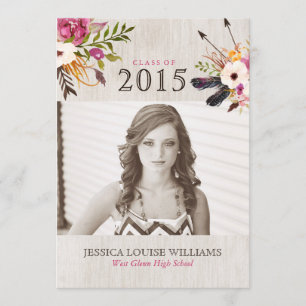 Bohemian Bouquet Graduation Invitations
