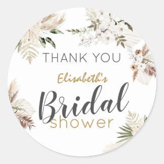 Bohemian Bridal Shower Thank You Classic Round Sti Sticker