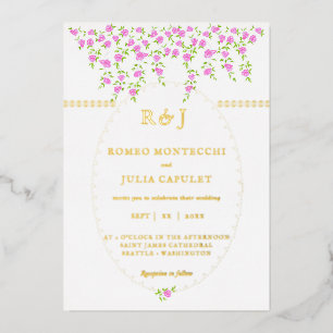 Bohemian Bright Pink Floral Front and Back Wedding