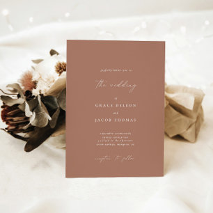 Bohemian Bronze Rose Minimalist Wedding Invitation