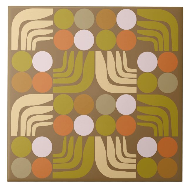 Bohemian Brown Green Orange Ceramic Tile (Front)