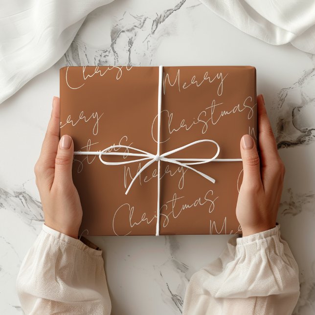 Bohemian Brown Merry Christmas  Wrapping Paper (Bohemian Brown Merry Christmas Wrapping Paper)