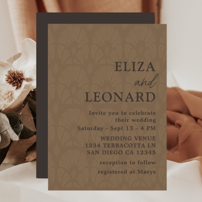Bohemian Brown Modern Minimalist Wedding Invitation (Creator Uploaded)
