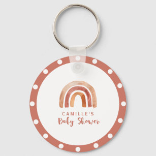 Bohemian Burnt Orange Rainbow Baby Shower  Key Ring