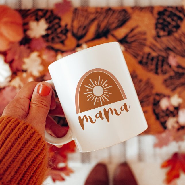 Bohemian Burnt Orange Rainbow Sun Mama Coffee Mug (Creator Uploaded)