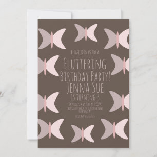 Bohemian Butterfly Pastel Pink Birthday Invitation
