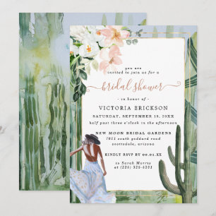 Bohemian Cactus Desert Floral Bridal Shower Invita Invitation