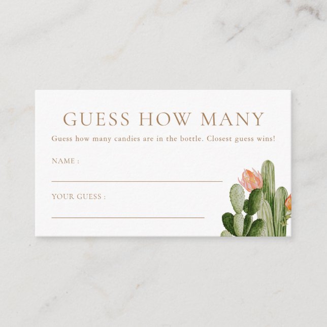 Bohemian Cactus Guess How Many Cardsa Enclosure Card (Front)