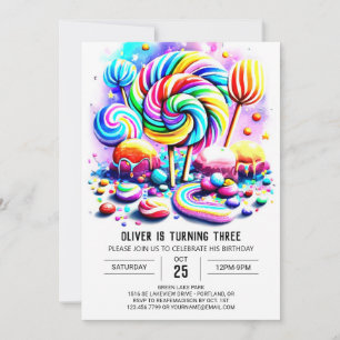Bohemian Candyland Printable Birthday Invitation