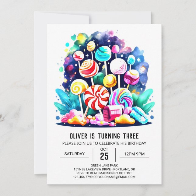Bohemian Candyland Printable Birthday Invitation (Front)