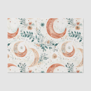 Bohemian Celestial Crescent Moon Botanical Tissue Paper