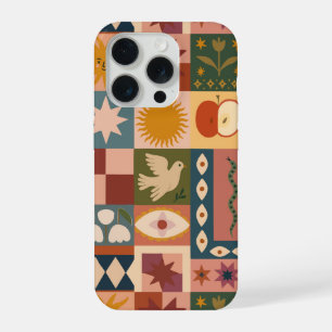 Bohemian Celestial Patchwork with Mystical Symbols iPhone 15 Pro Case