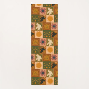 Bohemian Celestial Patchwork with Mystical Symbols Yoga Mat