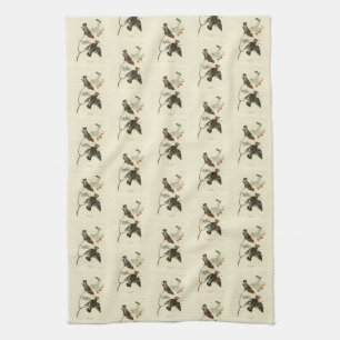 Bohemian Chatterer (Waxwing) Audubon Birds America Tea Towel
