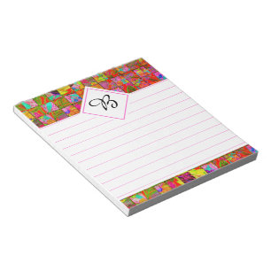 Bohemian chequered floral notepad