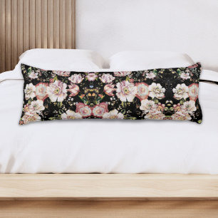 bohemian chic blush pink flowers dark floral body cushion