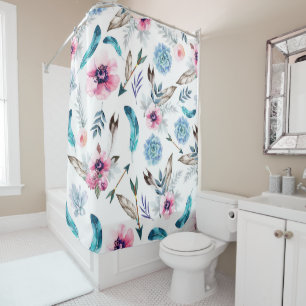 Bohemian Chic Floral Boho Girl Shower Curtain